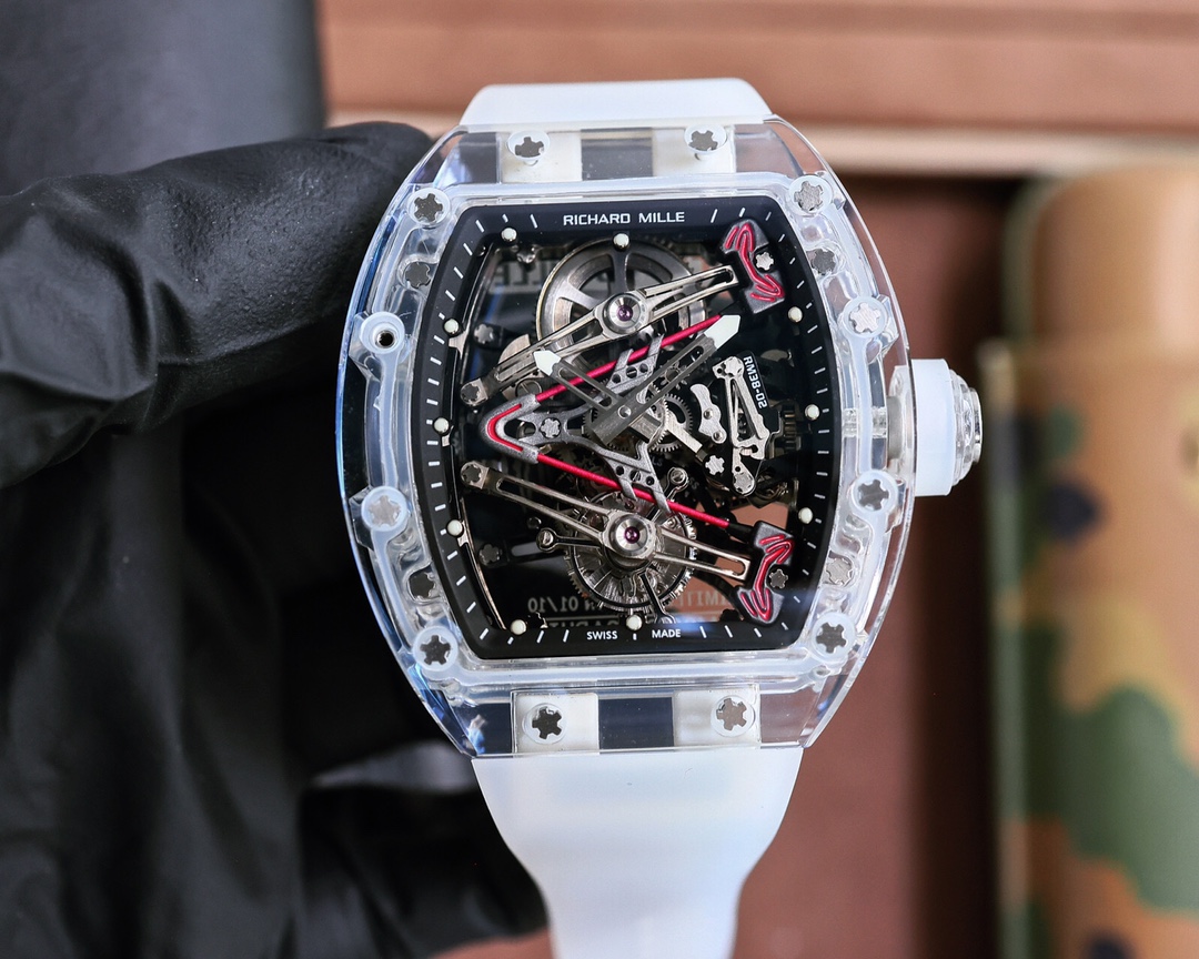 Richard Mille RM 38-02 Tourbillon Watch (Transparent Sapphire Composite Case, White Rubber Strap, Limited Edition 01/70)