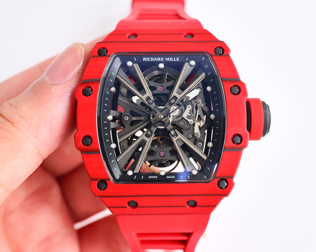 Richard Mille RM 12-01 Tourbillon Watch (Red Ceramic Case, Red Rubber Strap, Limited Edition)