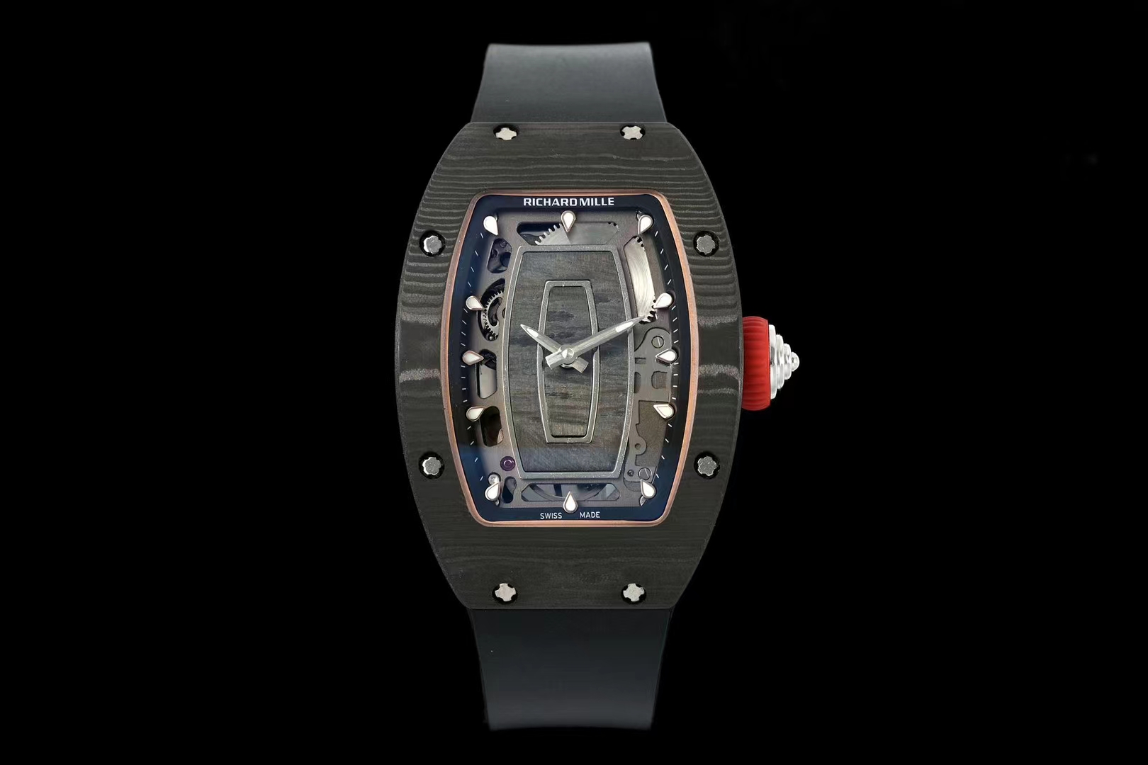 Richard Mille RM 07-01 Automatic Watch (Black NTPT Carbon Case, Black Rubber Strap)