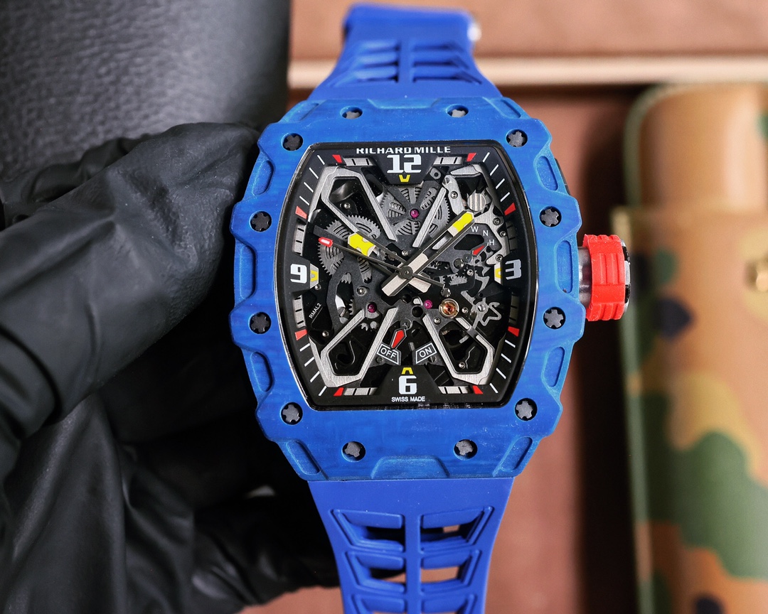 Richard Mille RM 35-03 Rafael Nadal Automatic Watch (Blue NTPT Carbon Case, Blue Rubber Strap)