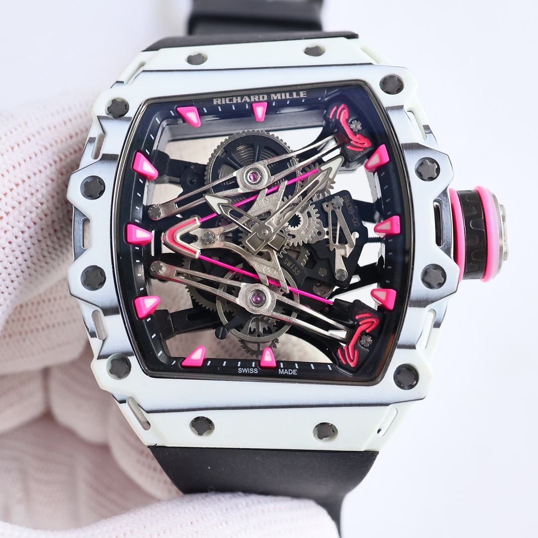 Richard Mille RM 38-02 Limited Edition Automatic Watch (White Ceramic Case, Black Rubber Strap)