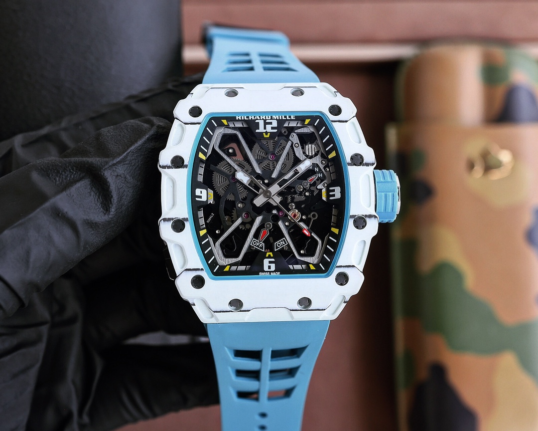 Richard Mille RM 35-03 Automatic Chronograph Watch (Black NTPT Carbon Case, Black Rubber Strap)