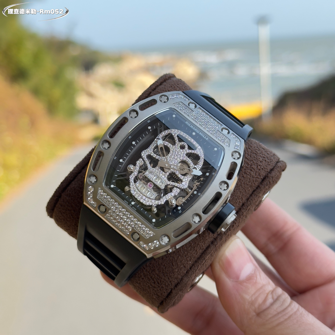Richard Mille RM 052 Skull Diamond - Set Watch (Titanium Case, Black Rubber Strap)