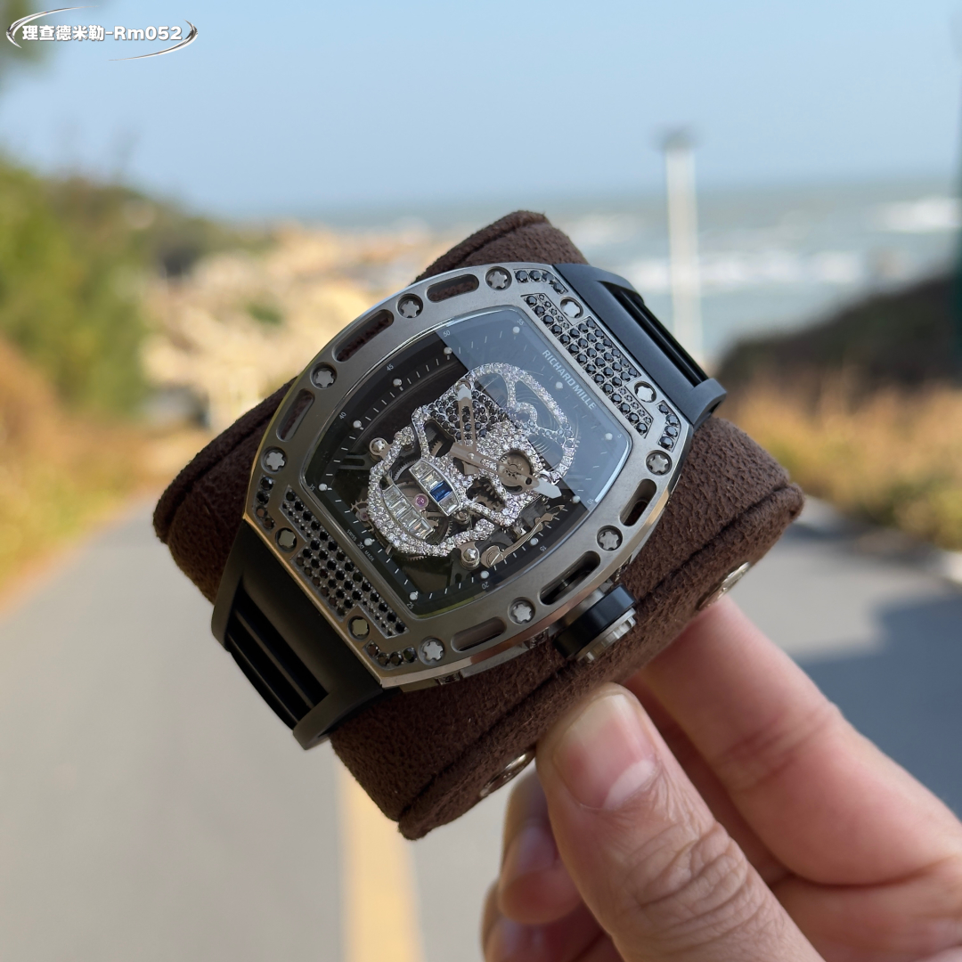 Richard Mille RM 052 Skull Diamond - Set Watch (Titanium Case, Black Rubber Strap)