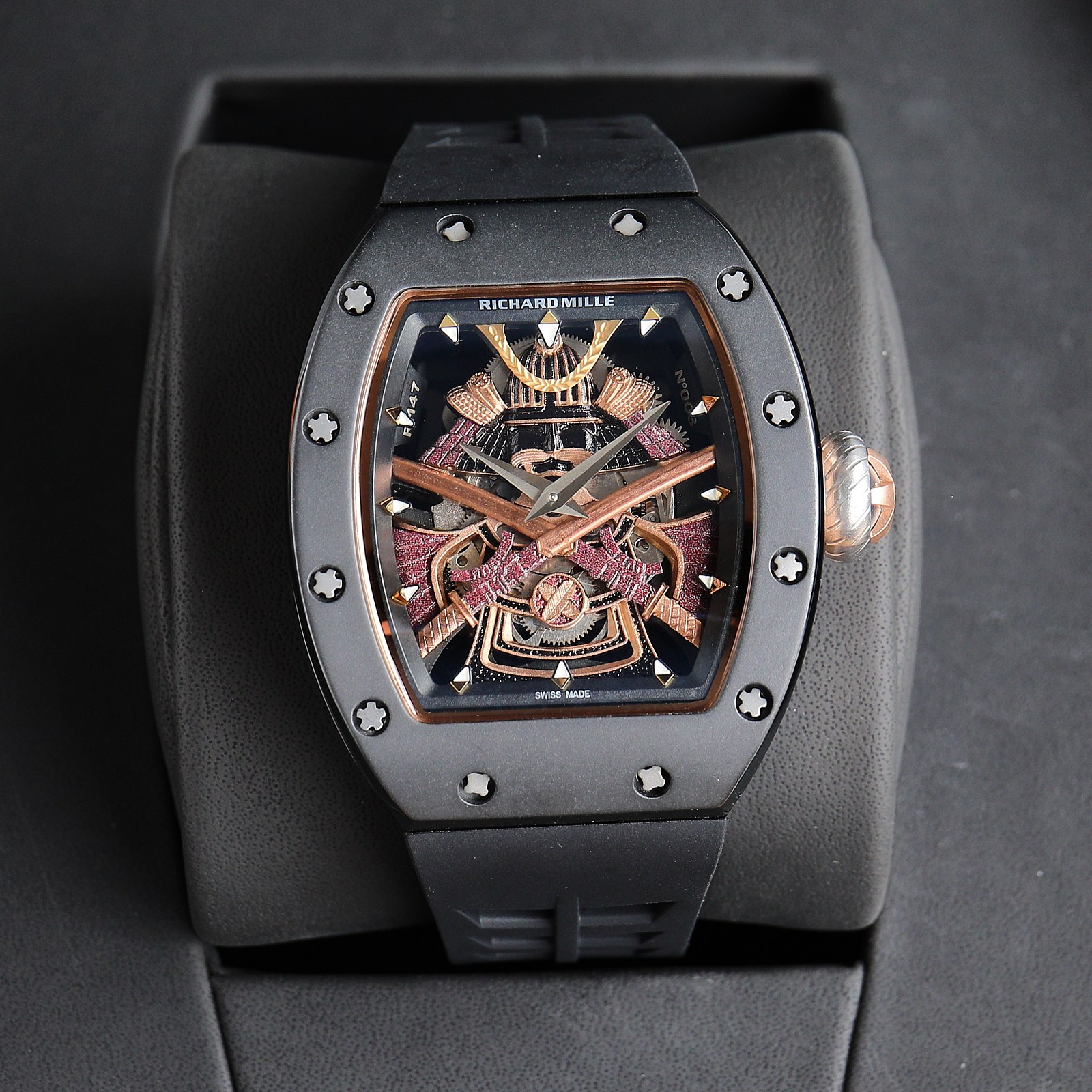 Richard Mille Samurai - Themed Tourbillon Watch (Black Ceramic Case, Black Rubber Strap)