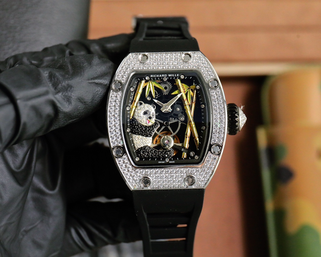 Richard Mille Tourbillon Diamond - Set Watch with Panda & Bamboo Dial (Model: RM Custom Panda)