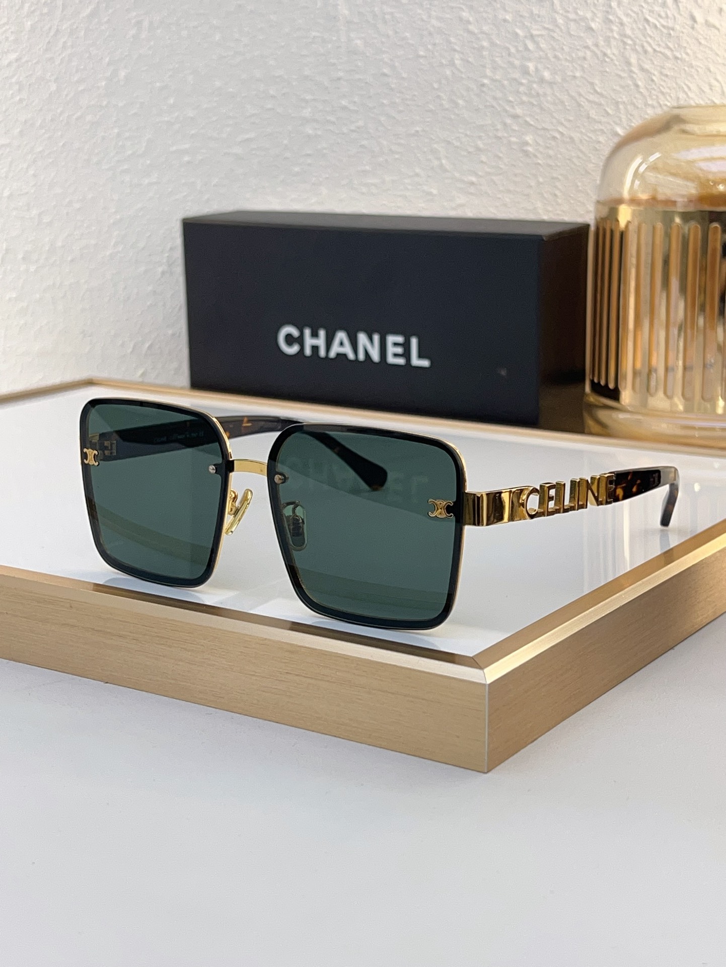 Chanel Square Sunglasses with Gold Chain - Link & CC Accents (Model: CH5541)