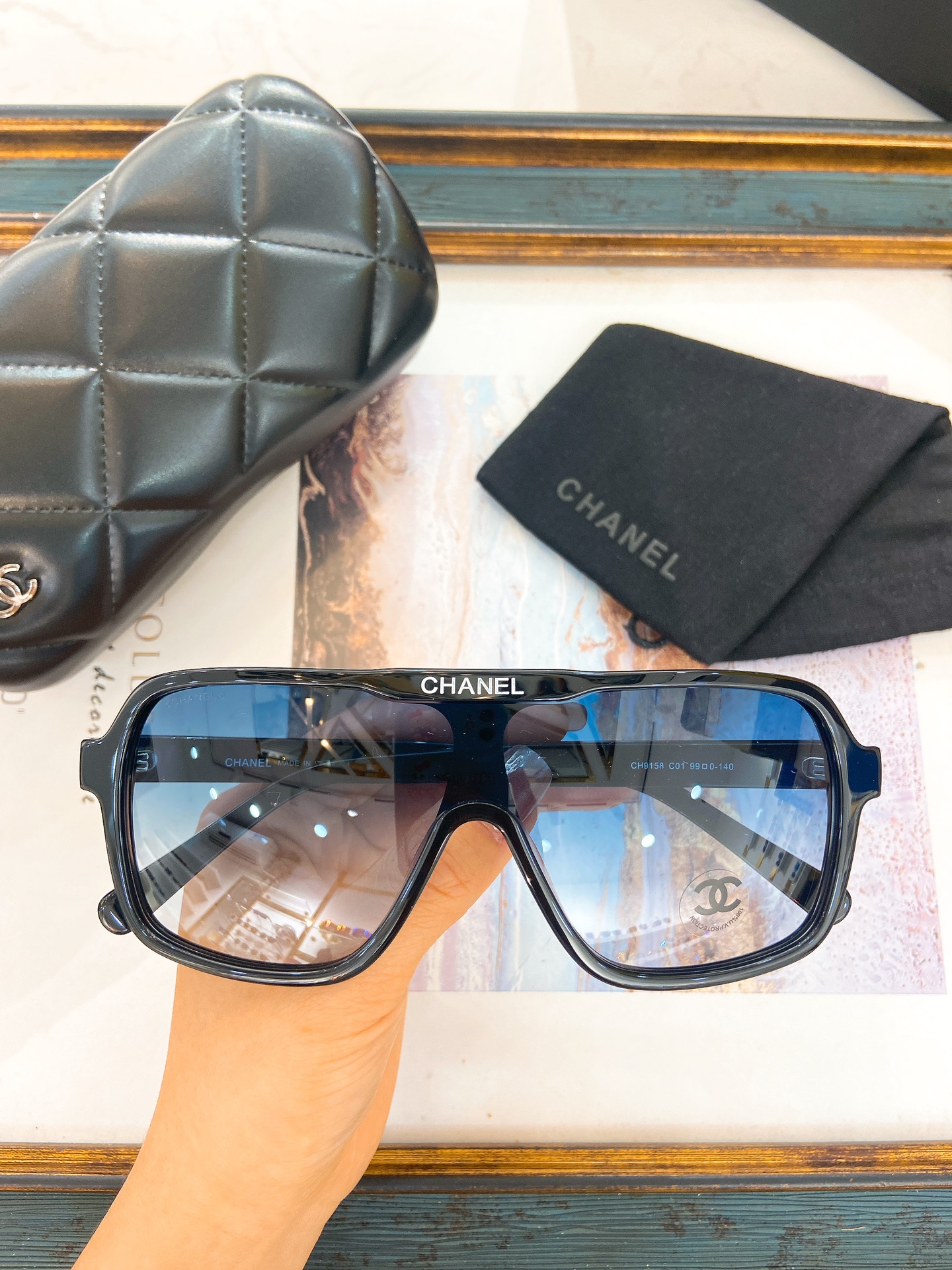 Chanel Rectangular Shield Sunglasses with Top Branding (Model: CH5524)