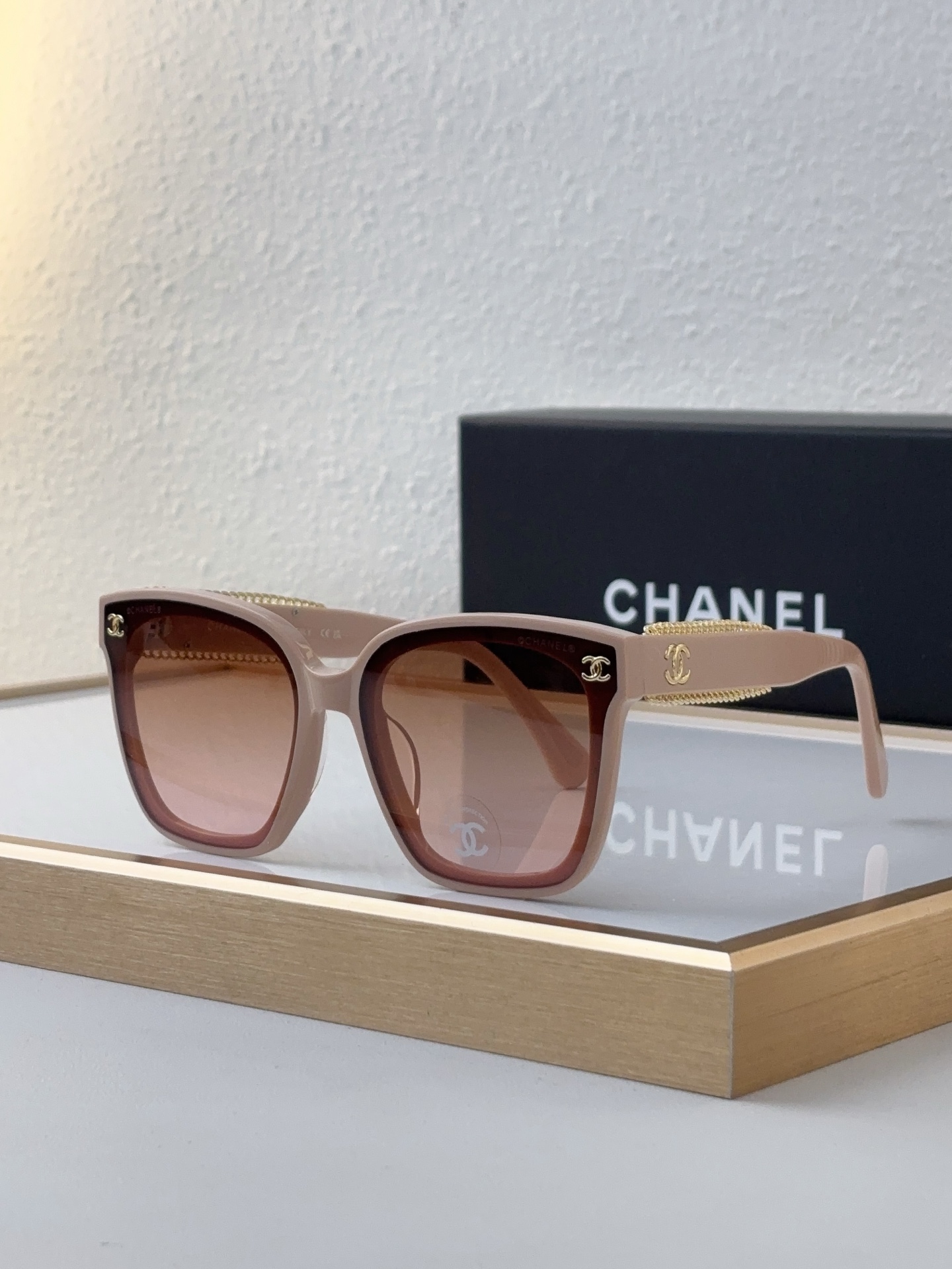 Chanel Square Sunglasses with Gold - Chain & CC Accents (Model: CH5510)