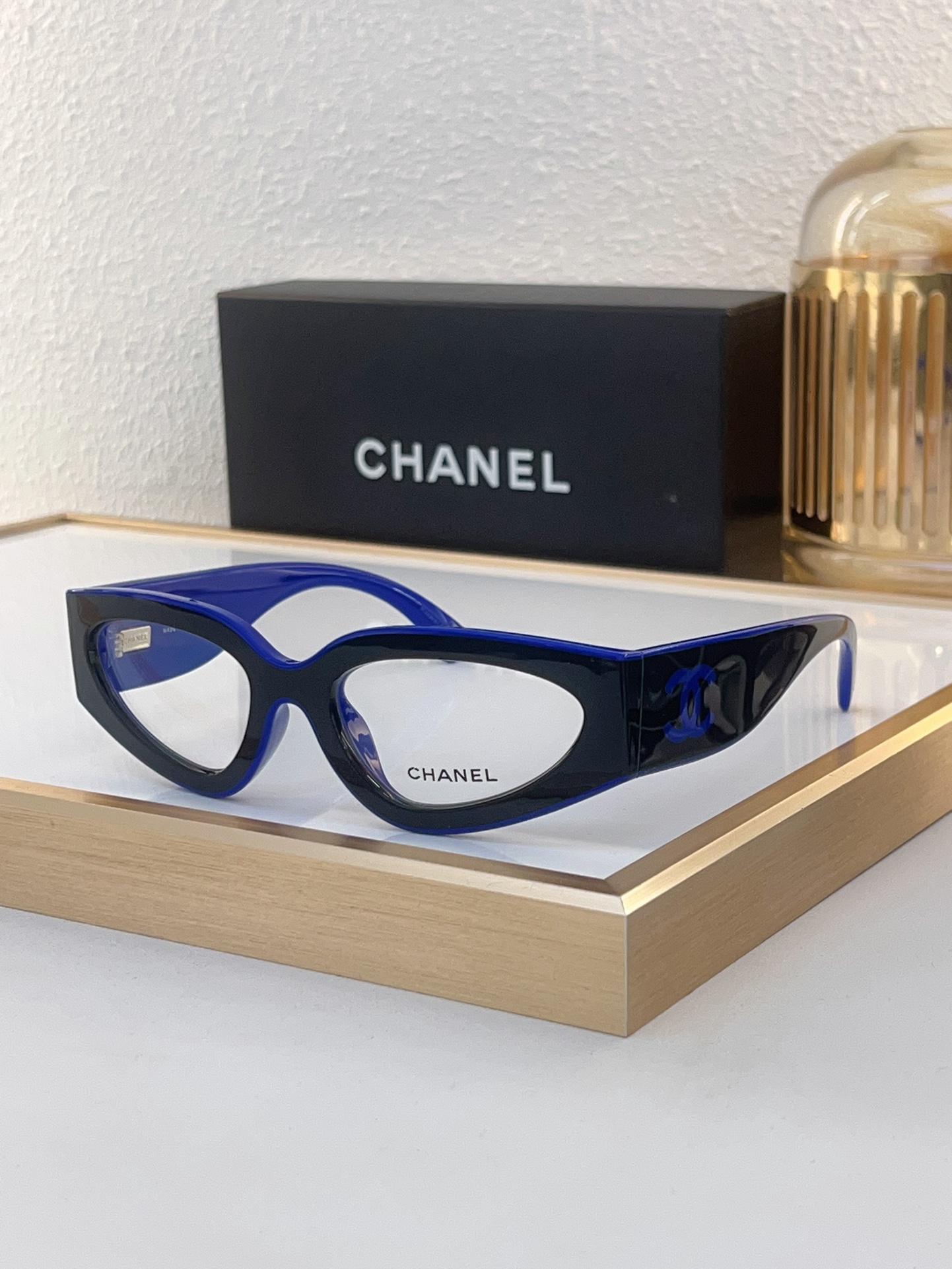 Chanel Cat - Eye Optical Frames with Blue Gradient Acetate & CC Accents (Model: CH3413)