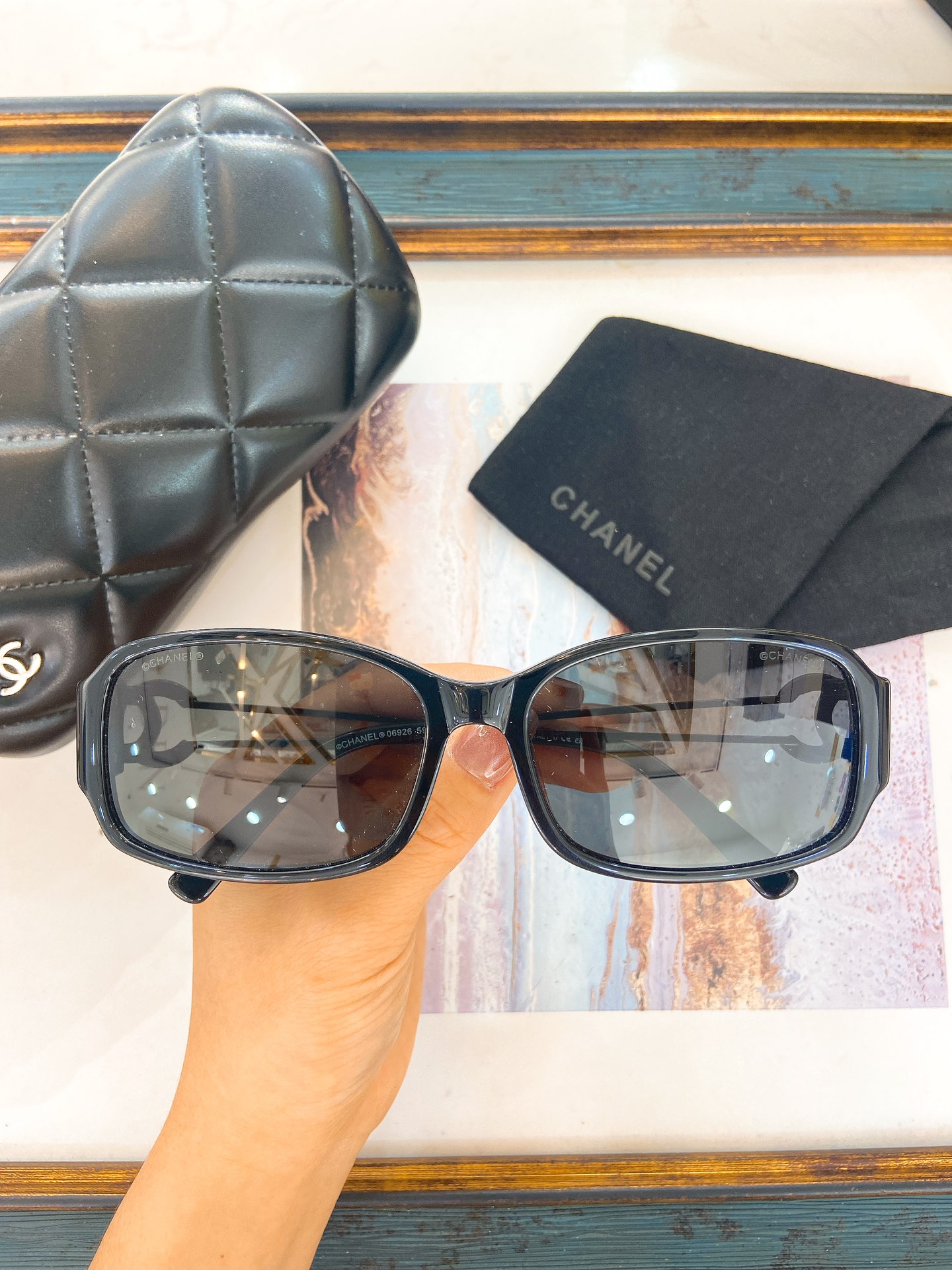 Chanel Black Rectangular Acetate Sunglasses (Model: CH5554)