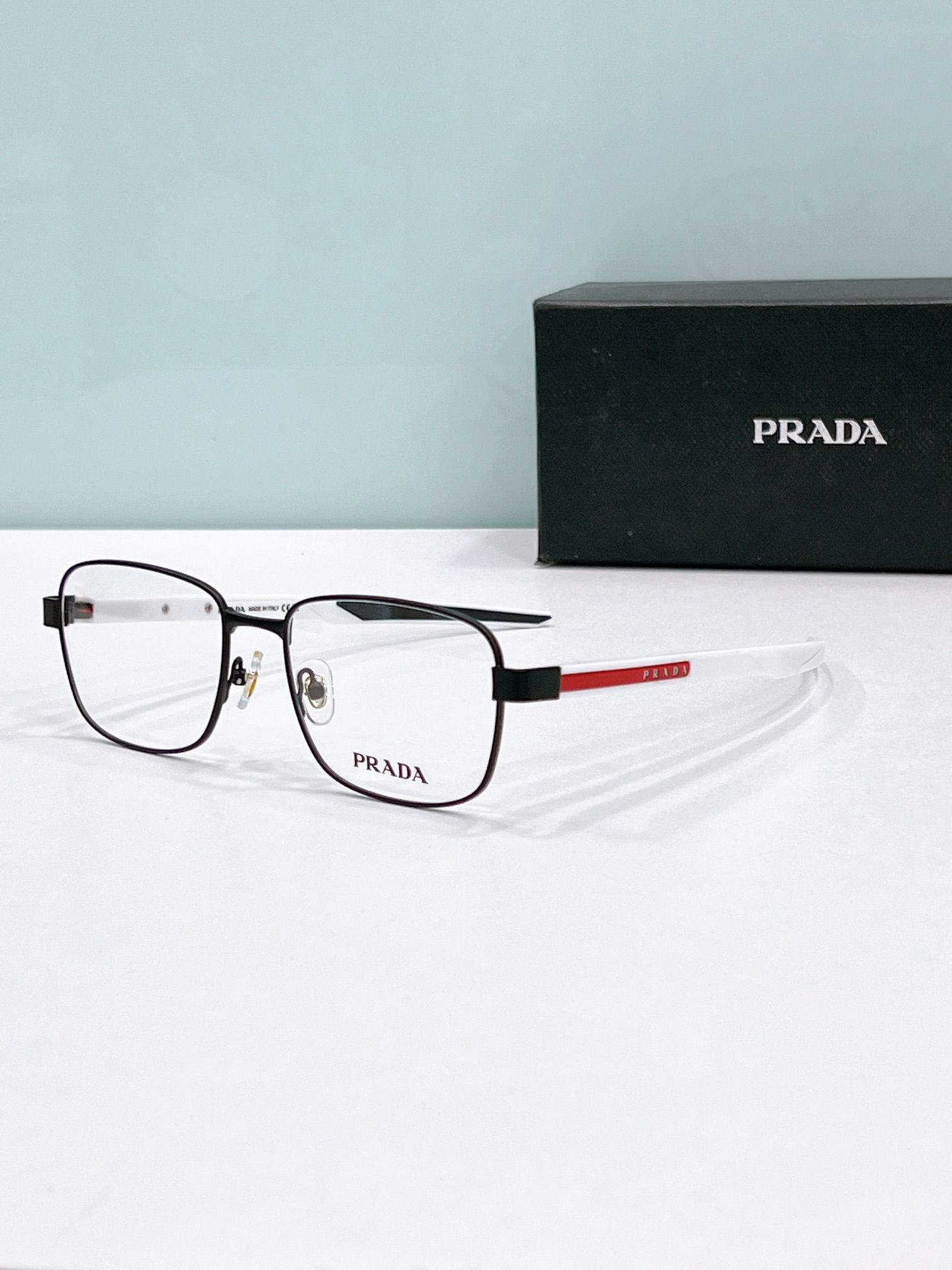 Prada Silver - Tone Metal Square Optical Frames (Model: PR63WV)