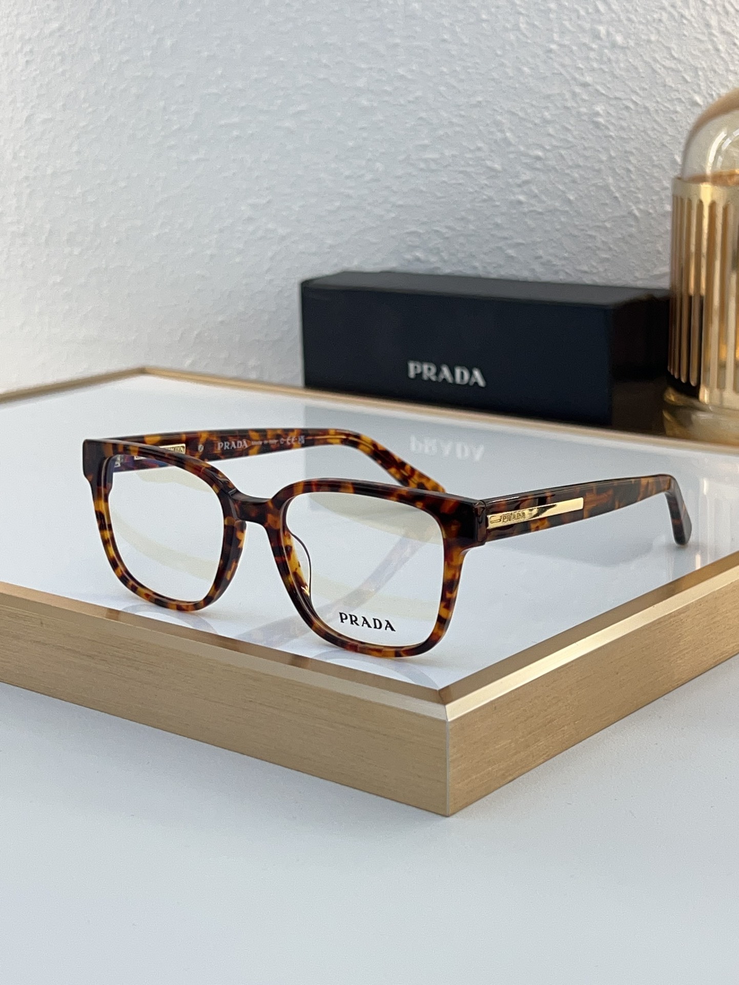 Prada Tortoiseshell Acetate Square Optical Frames (Model: PR14303O)