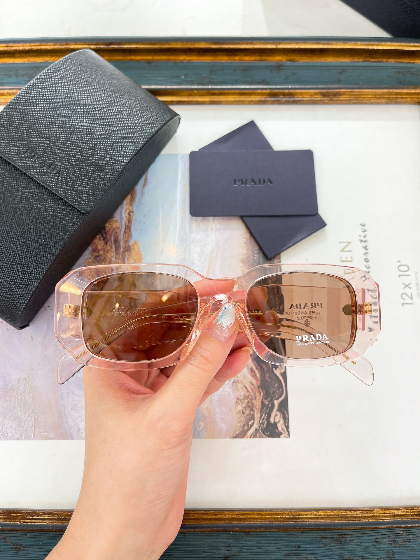 Prada Pink Transparent Acetate Square Sunglasses (Model: PR13992S)