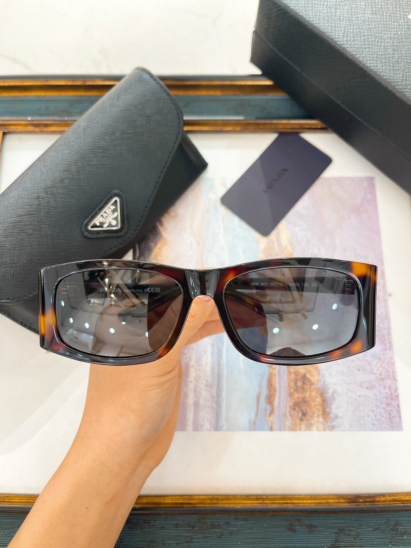 Prada Tortoiseshell Acetate Square Sunglasses (Model: PR13958S)