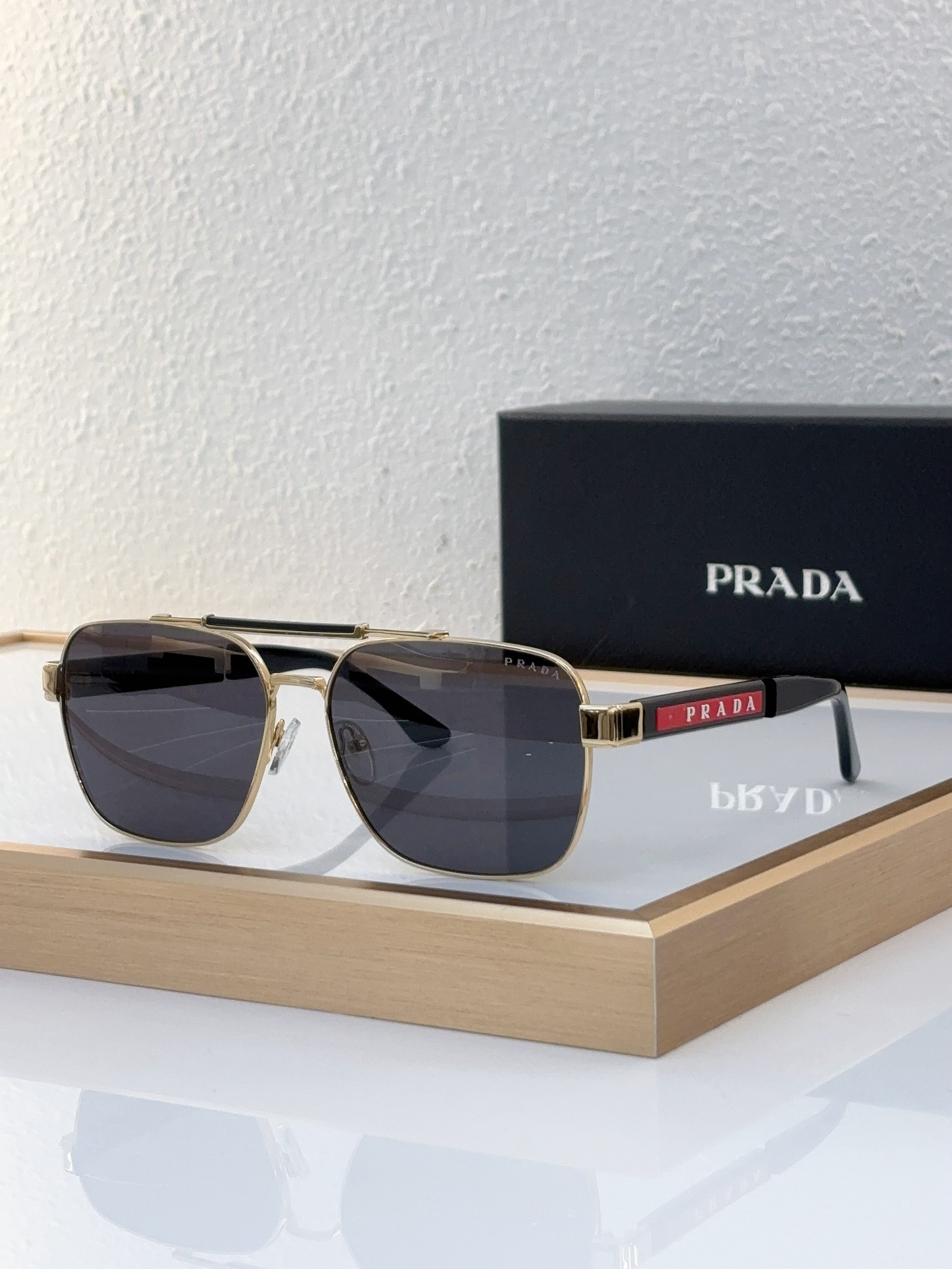 Prada Gold - Tone Metal Square Aviator Sunglasses (Model: PR13903S)