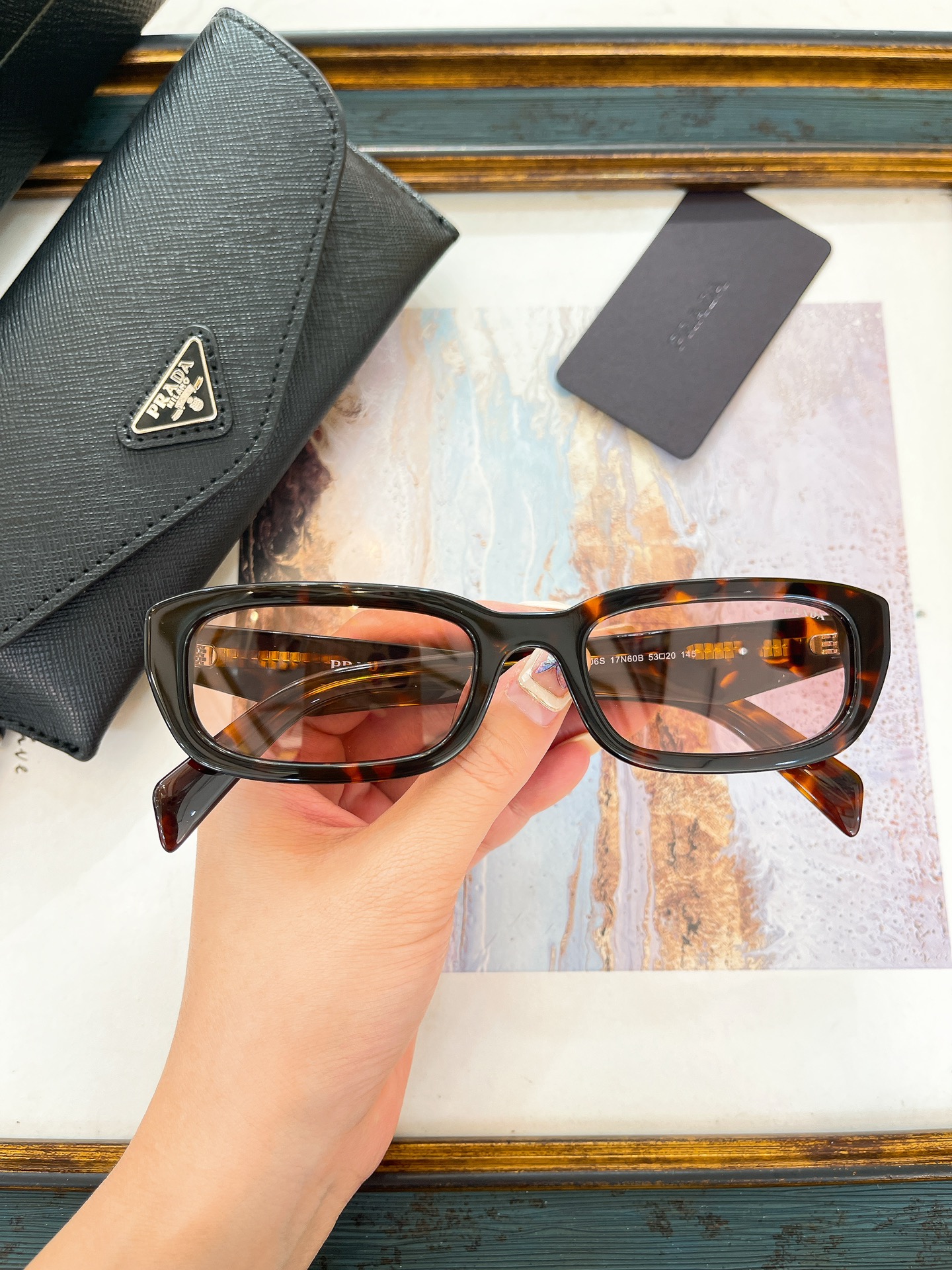 Prada Tortoiseshell Acetate Rectangular Optical Glasses (Model: PR11458O)
