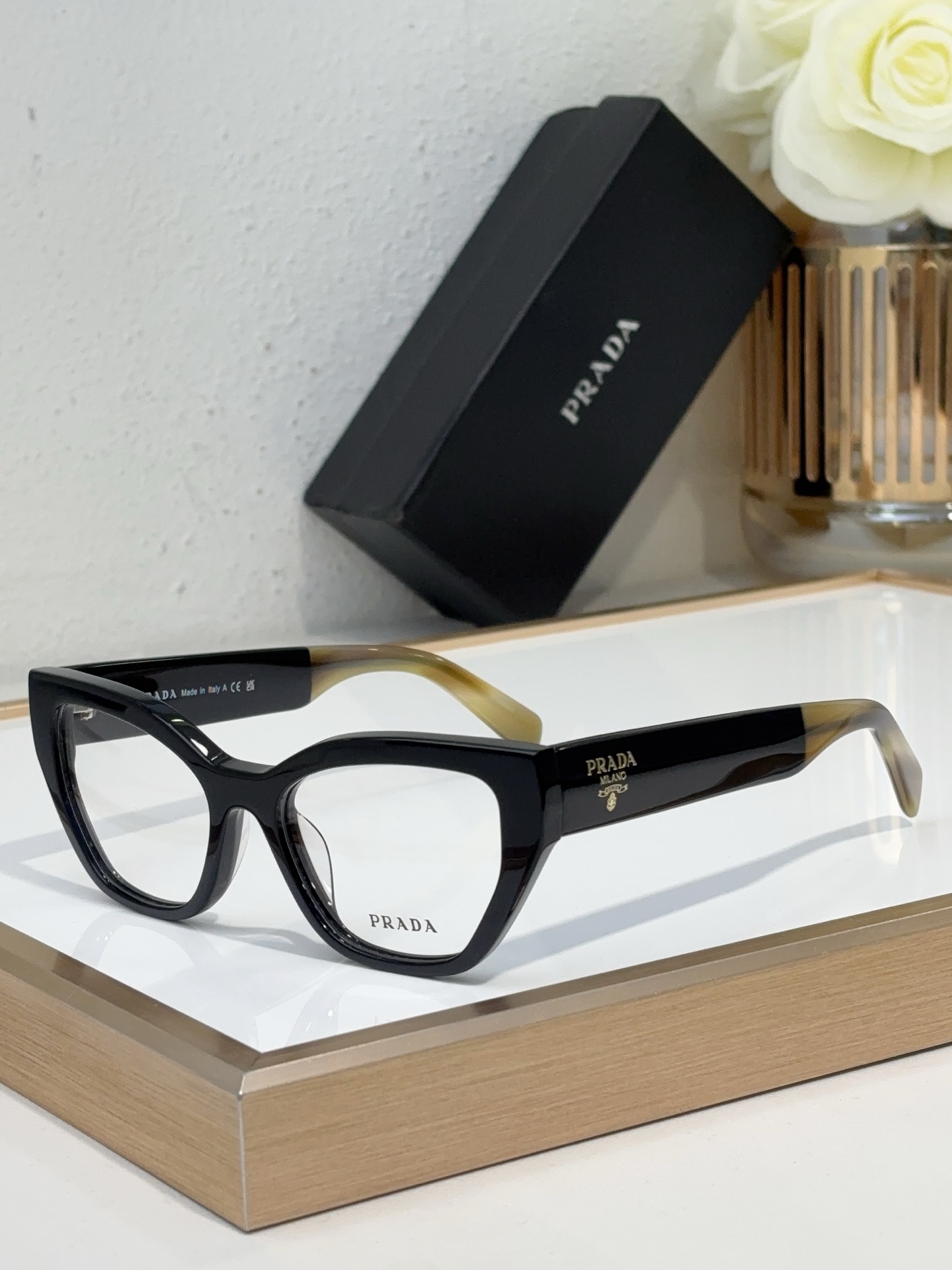 Prada Black Acetate Cat - Eye Optical Glasses (Model: PR8781O)