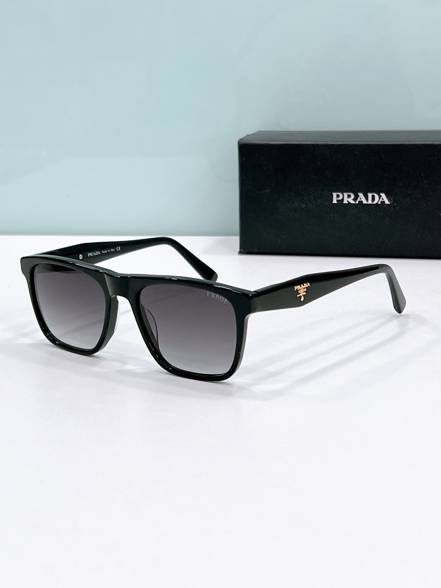 Prada Black Acetate Square Sunglasses with Gradient Lenses (Model: PR7892S)