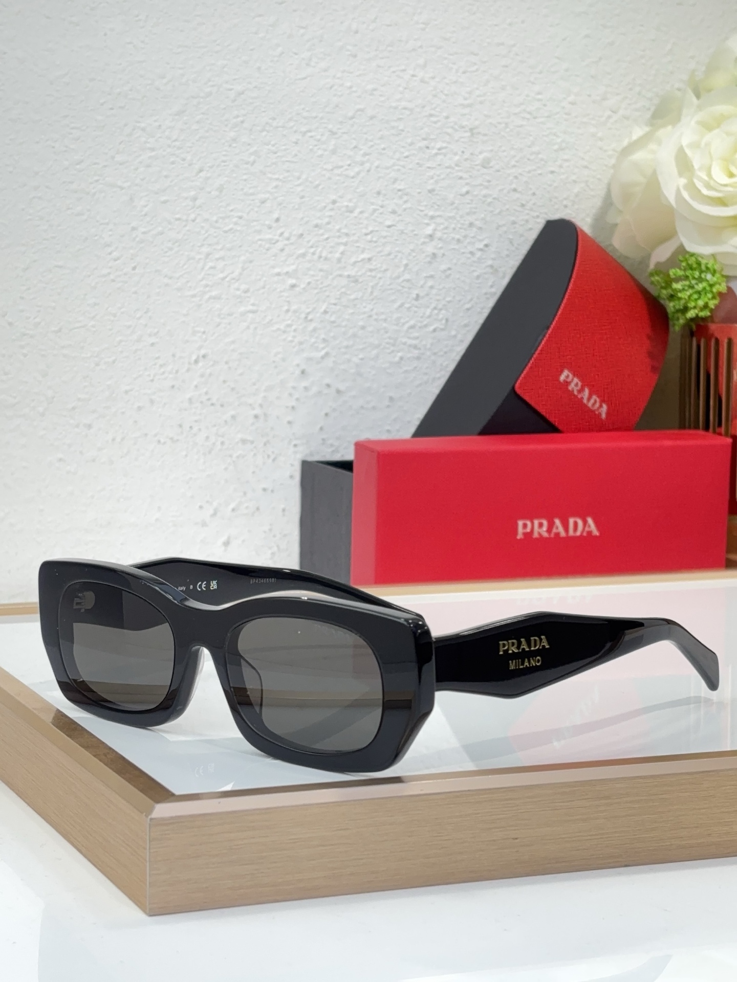 Prada Black Acetate Square Sunglasses (Model: PR7458S)