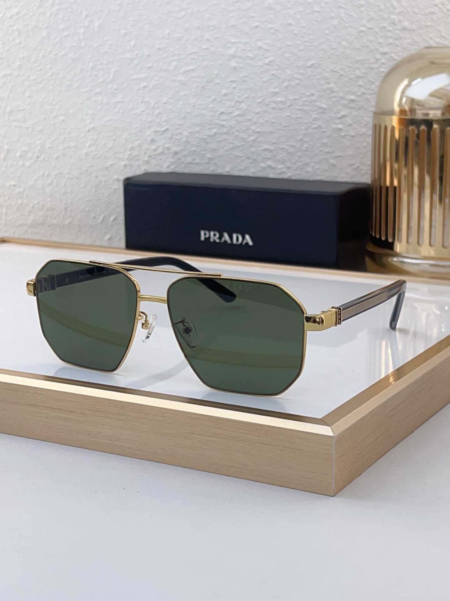 Prada Gold - Tone Metal Octagonal Aviator Sunglasses (Model: PR5903S)