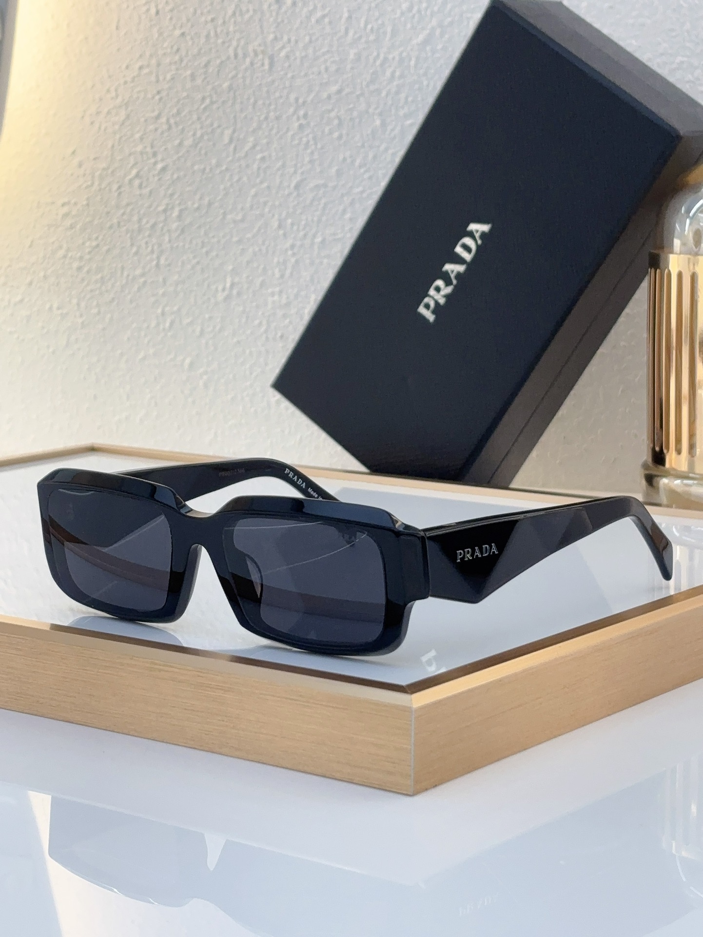 Prada Black Acetate Square Sunglasses (Model: PR3458S)
