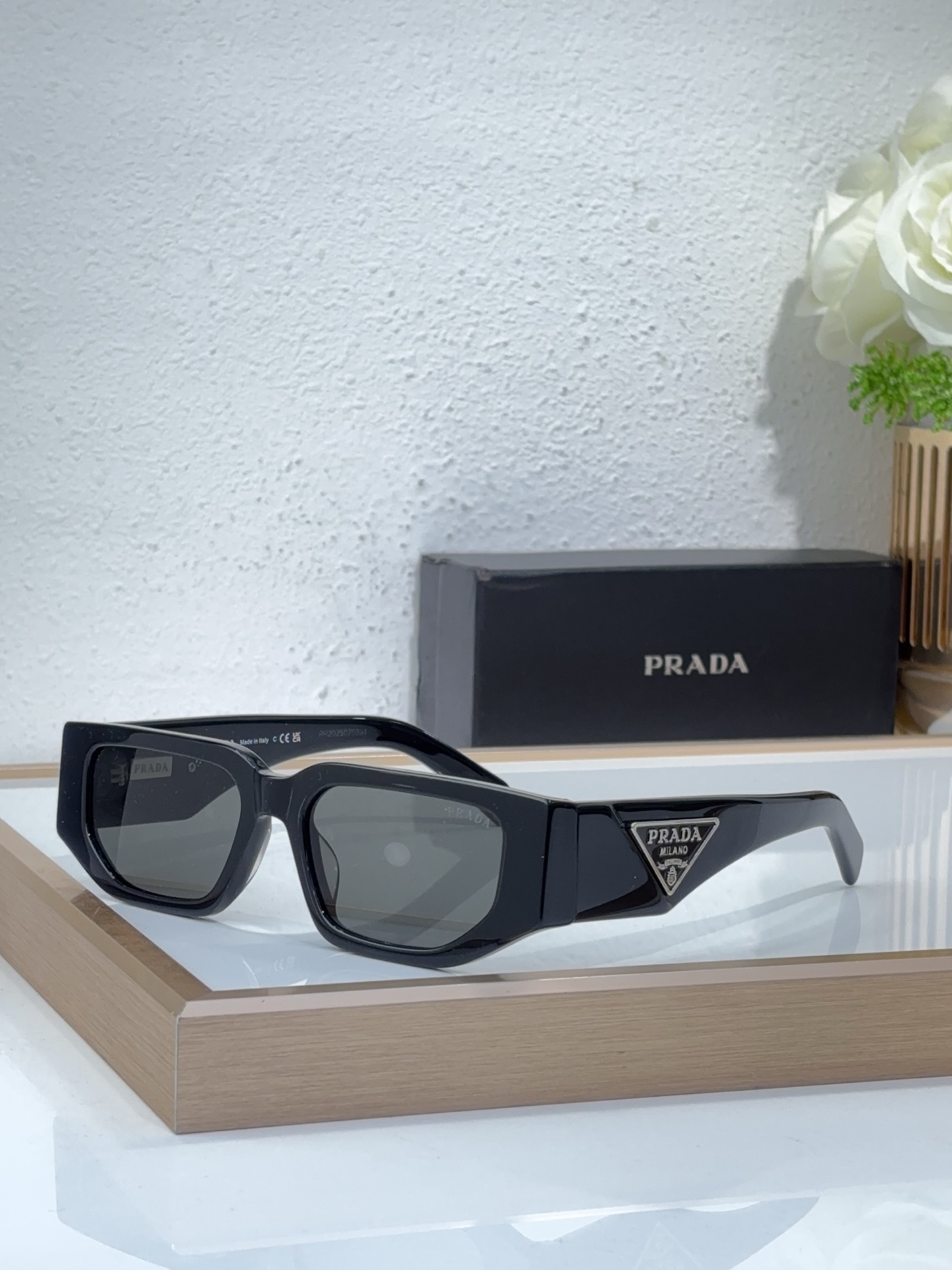 Prada Black Acetate Square Sunglasses (Model: PR1680S)