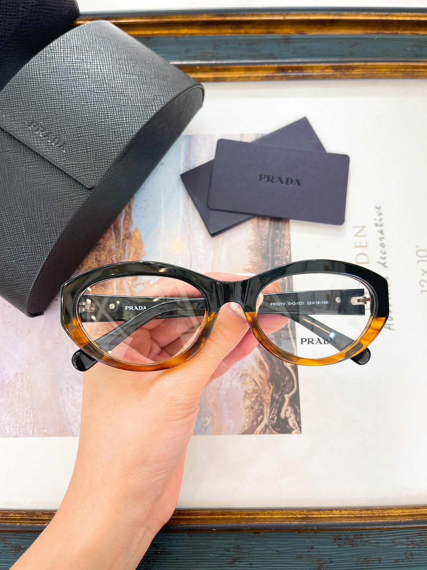 Prada Two - Tone Acetate Oval Optical Glasses (Model: PR03VV)