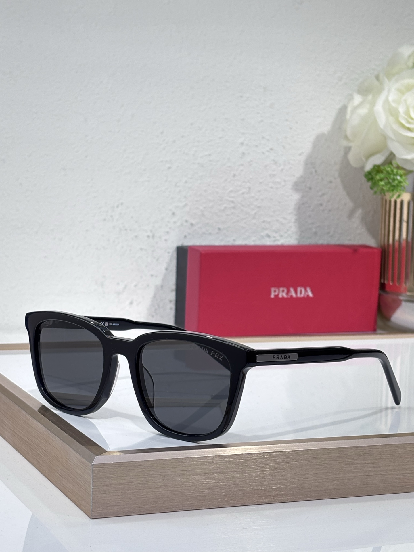 Prada Black Acetate Square Sunglasses (Model: PR1111S)