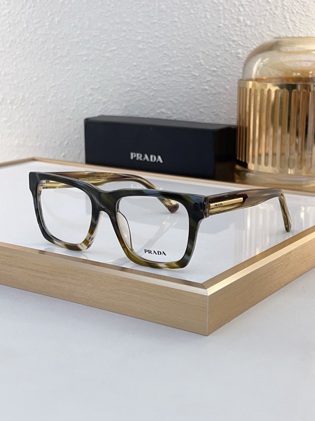 Prada Tortoiseshell Acetate Square Optical Glasses (Model: PR7777O)