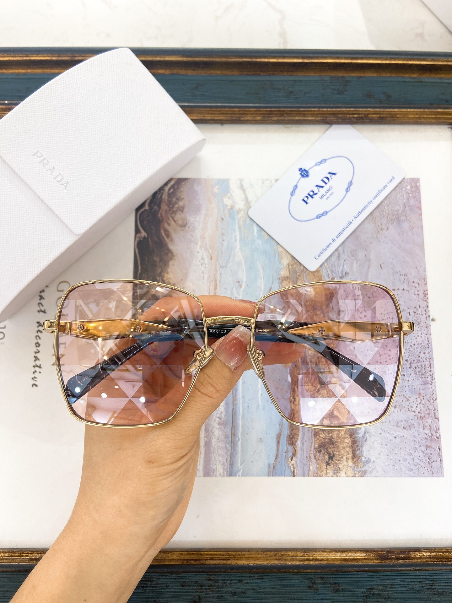 Prada Silver - Metal Square Mirrored Sunglasses (Model: PR5555S)