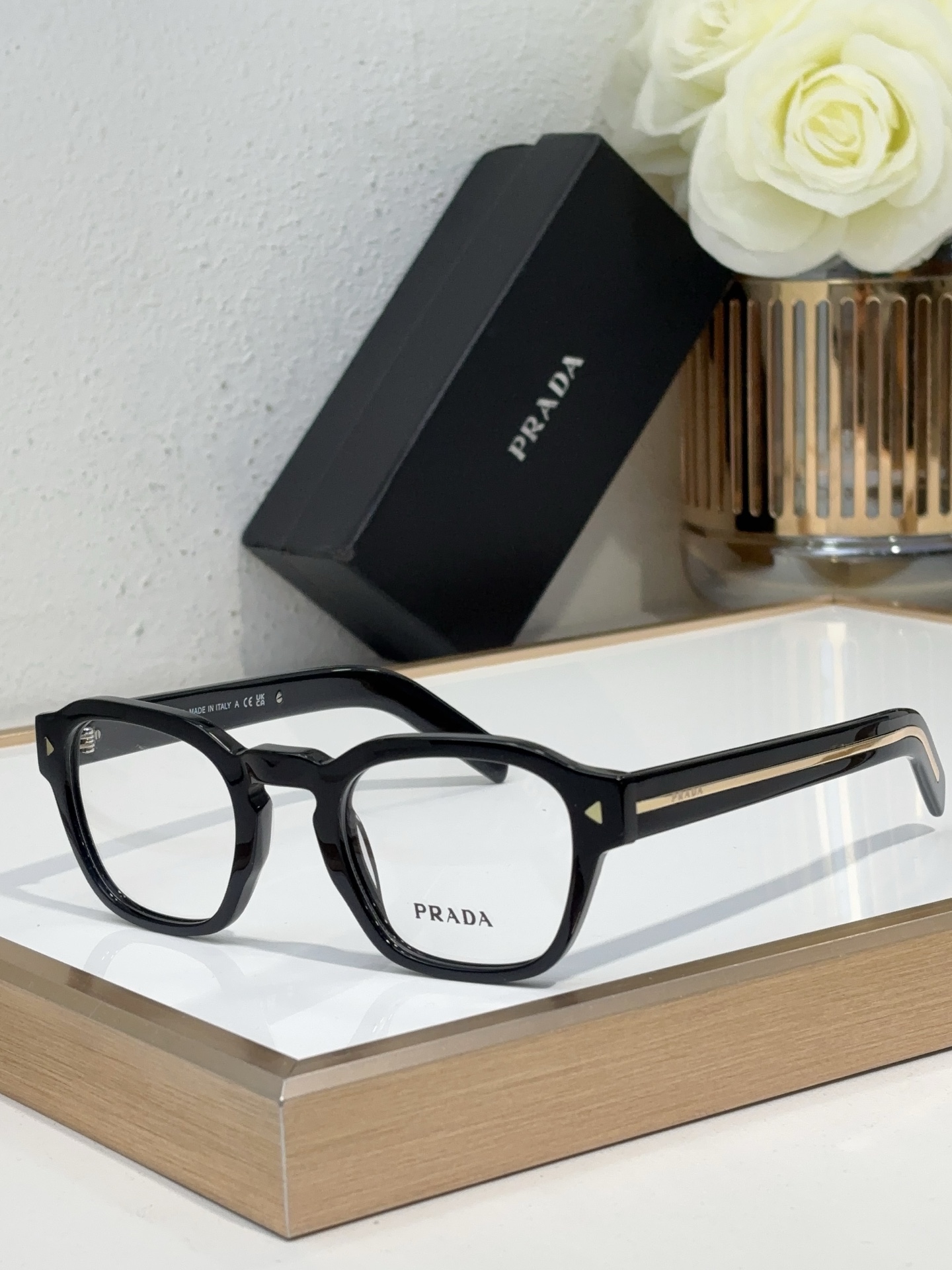 Prada Black Acetate Square Sunglasses (Model: PR7777S)