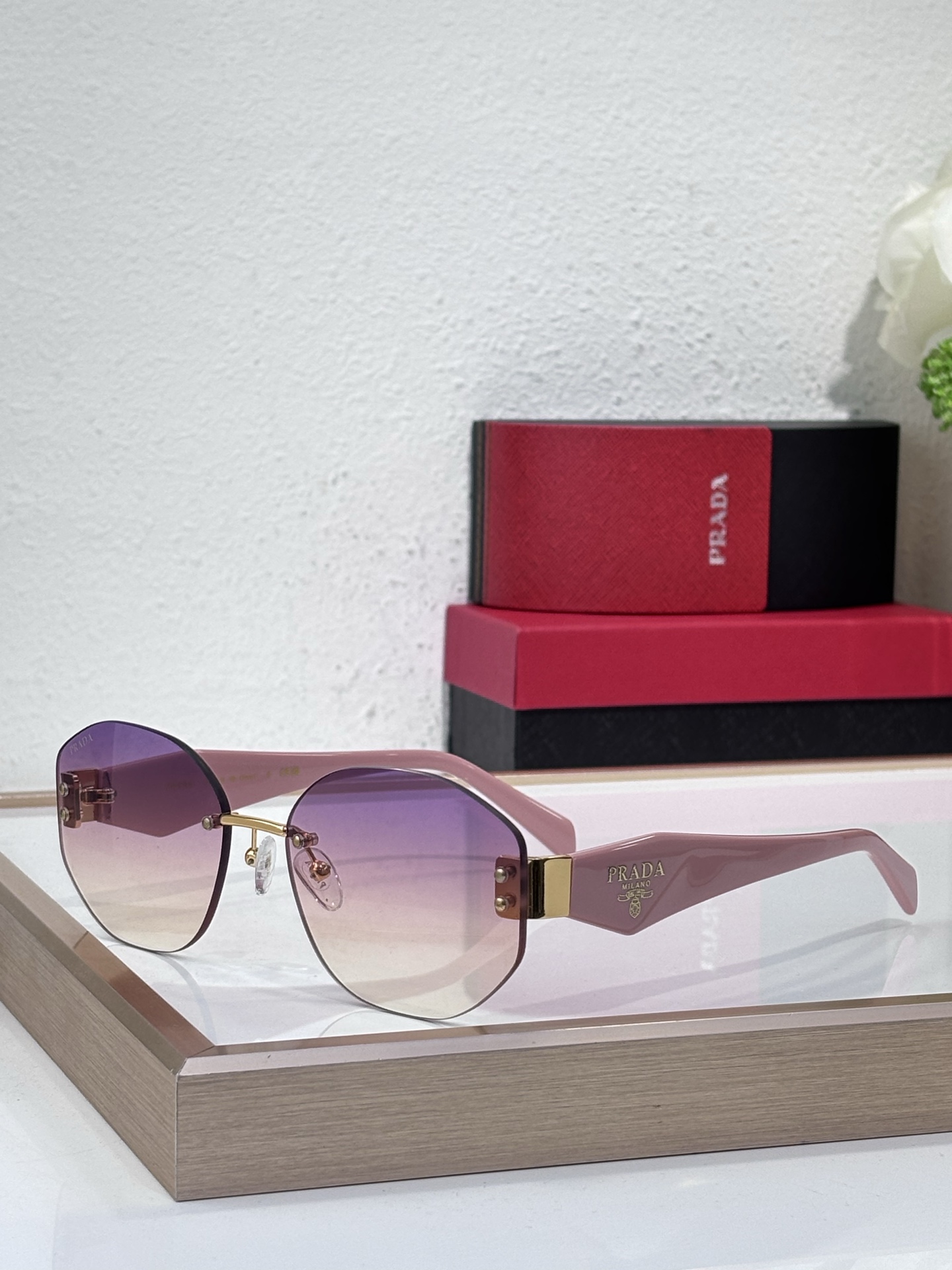 Prada Semi - Rimless Gradient Sunglasses (Model: PR0123S)