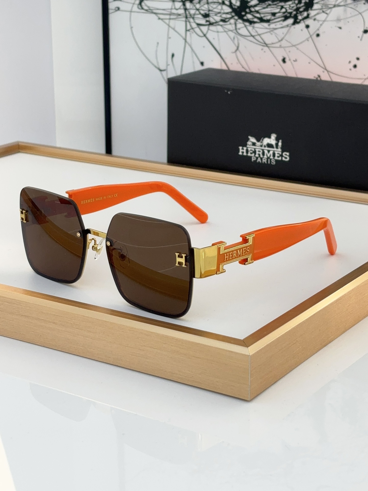 Hermès Gold - Metal & Tortoiseshell Acetate Square Sunglasses (Model: HER007S)