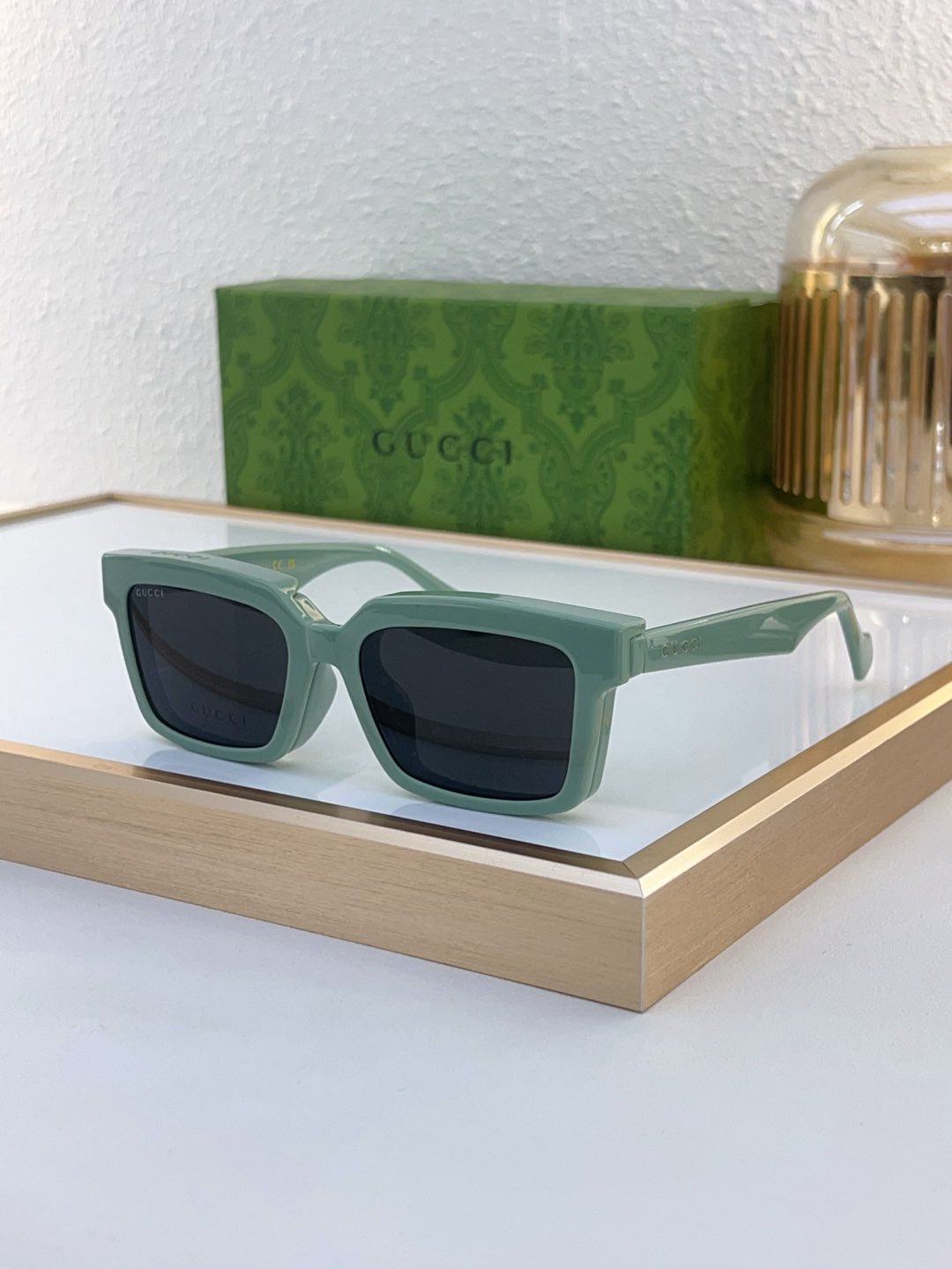 Gucci Light Green Acetate Square Sunglasses (Model: GG1613S)