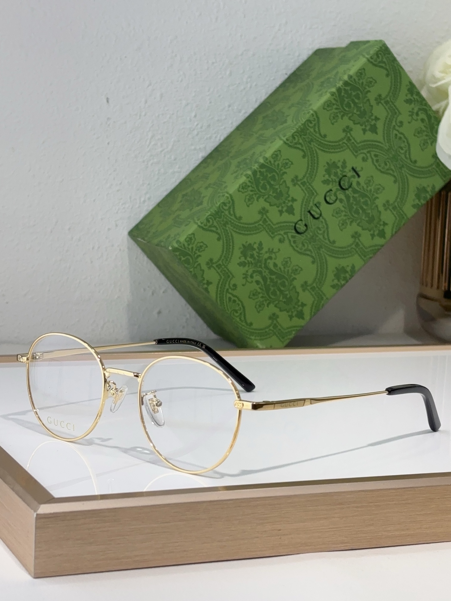 Gucci Gold - Tone Metal Round Optical Frames (Model: GG0969O)