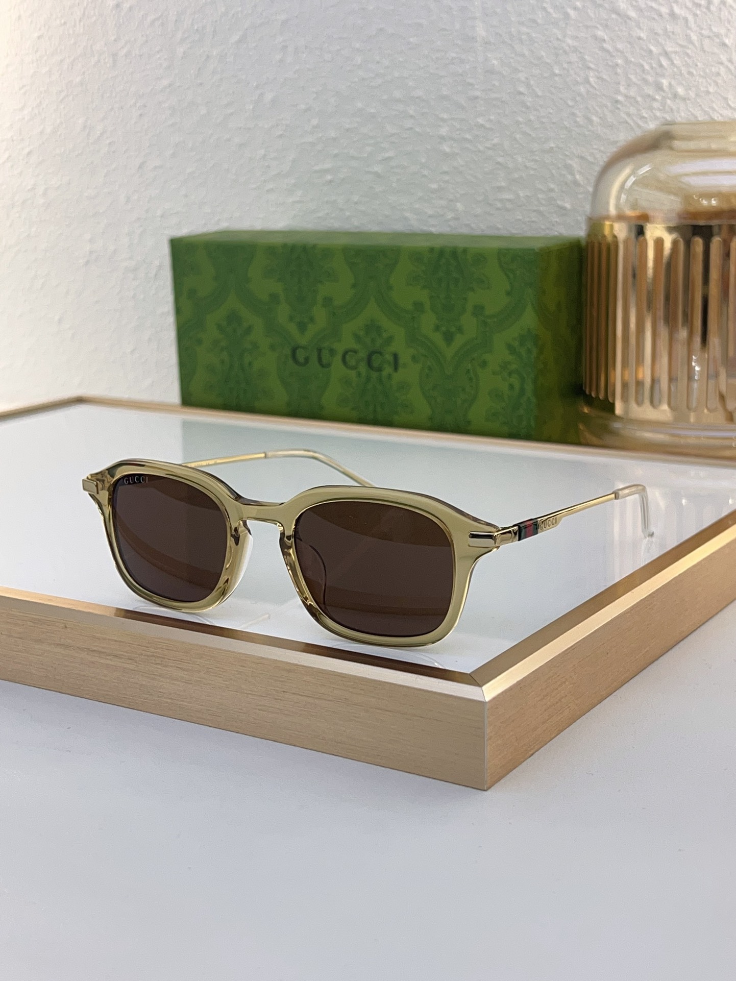 Gucci Beige - Transparent Acetate Square Sunglasses (Model: GG1334S)