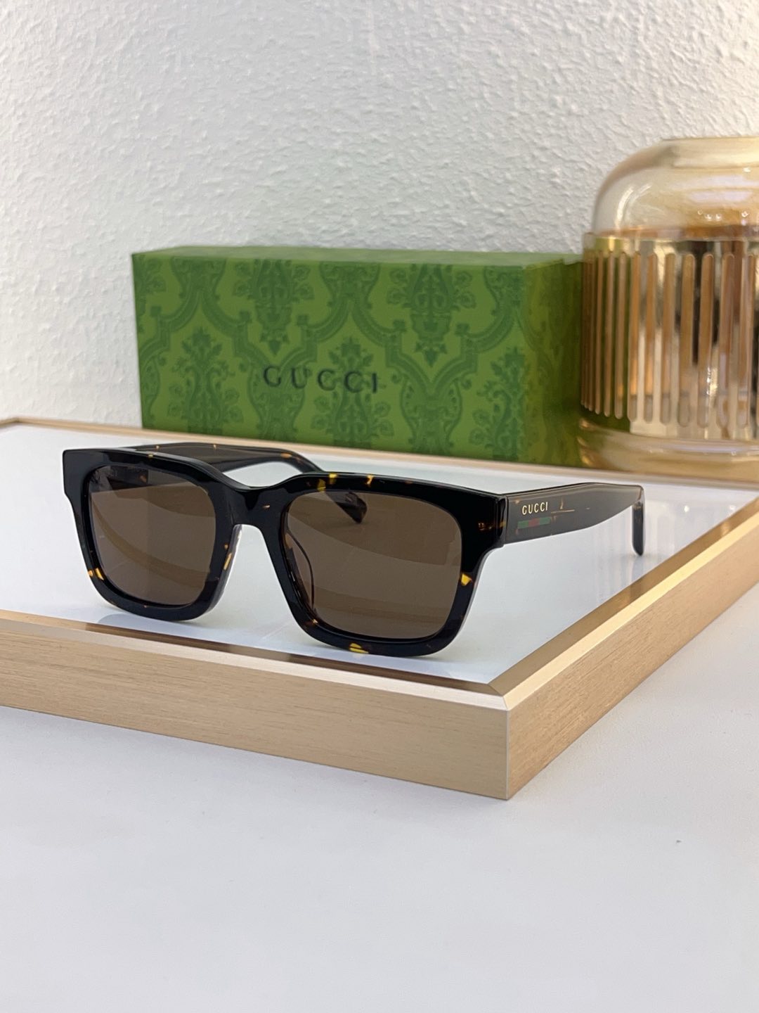 Gucci Tortoise - Effect Acetate Square Sunglasses (Model: GG1310S)
