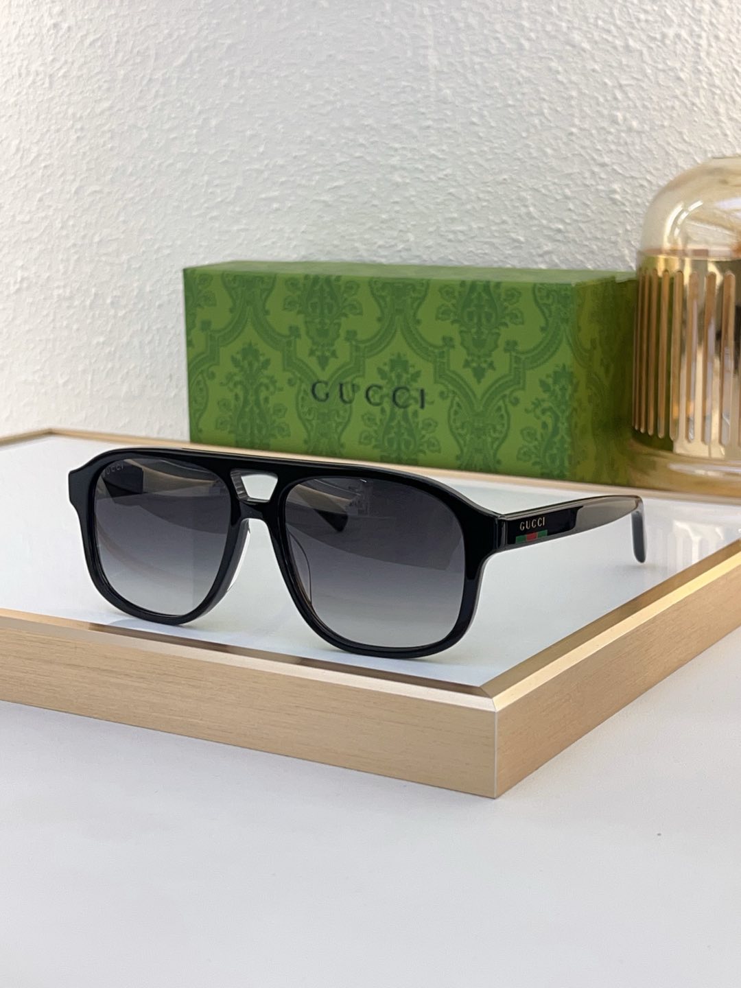 Gucci Black Acetate Aviator Sunglasses (Model: GG1309S)
