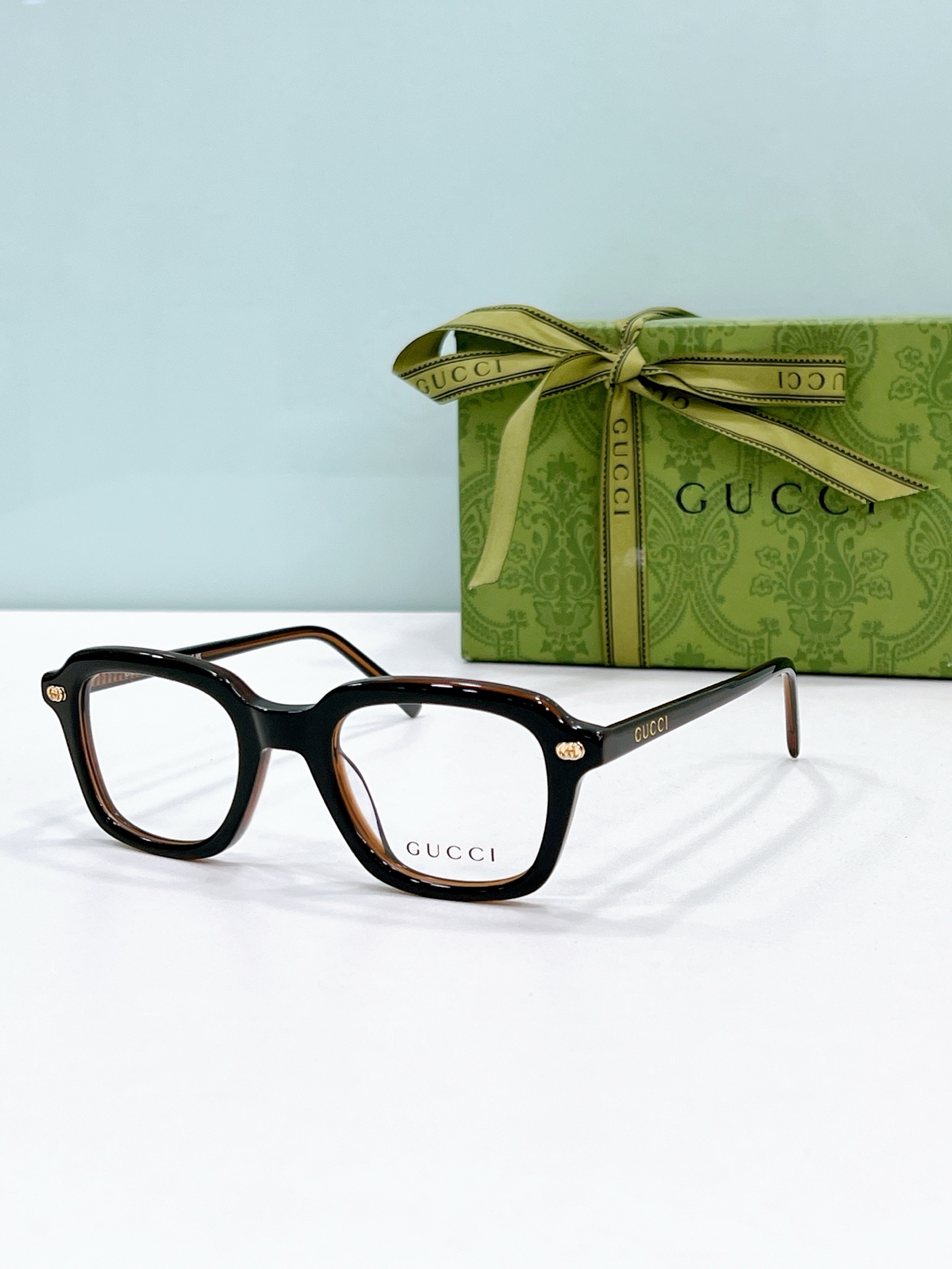 Gucci Gradient Brown Acetate Square Optical Frames (Model: GG0960O)