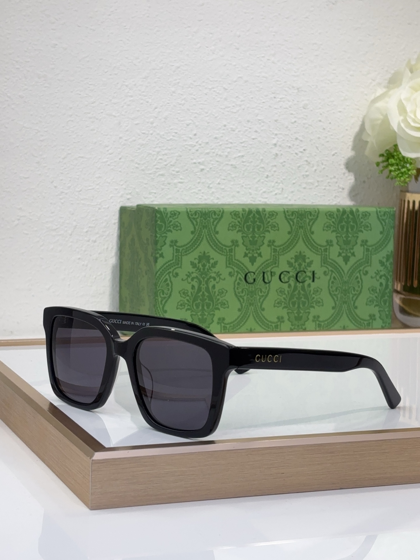 Gucci Square - Frame Acetate Sunglasses with Gold - Tone Branding (Model: GG1261S)