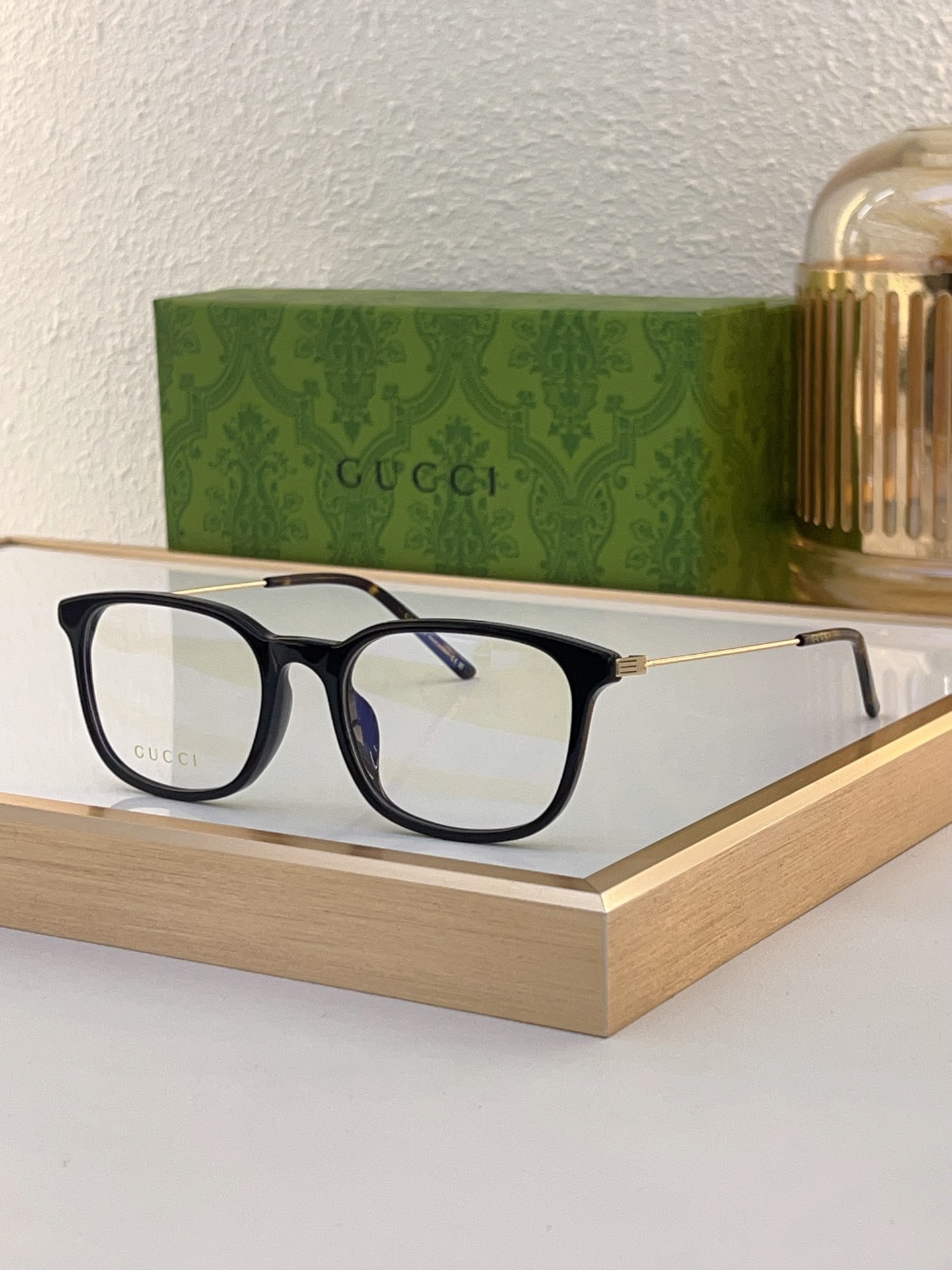 Gucci Square - Frame Optical Eyeglasses with Tortoiseshell Acetate & Metal Temples (Model: GG0750O)