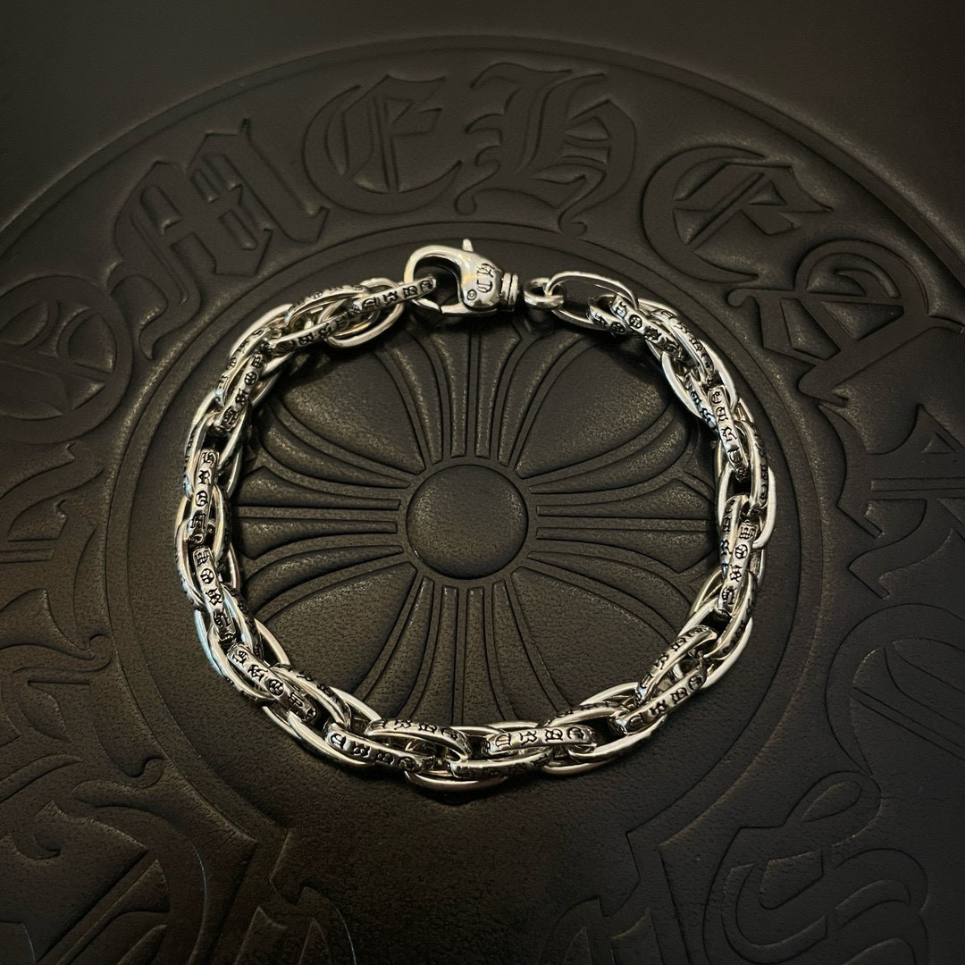 Chrome Hearts 925 Silver Engraved Rope - Chain Bracelet