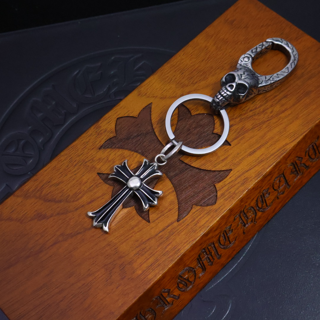 Chrome Hearts - Inspired 925 Silver Skull & Cross Keychain