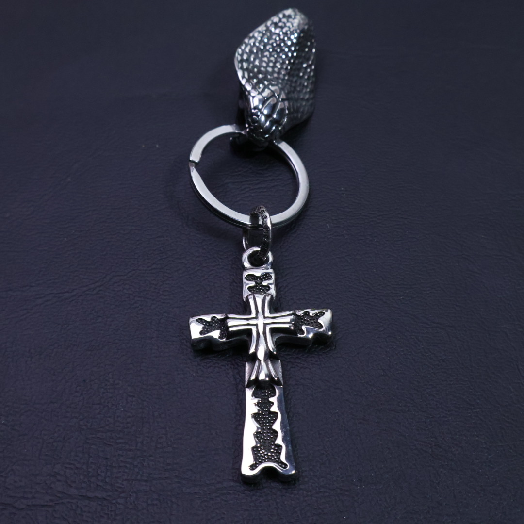Chrome Hearts - Inspired 925 Silver Snake & Cross Keychain
