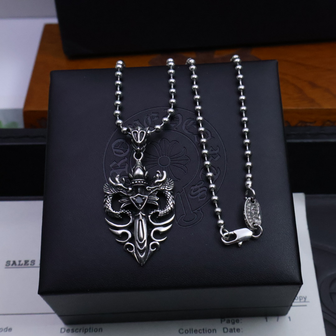 Chrome Hearts 925S Silver Dragon - Themed Pendant Necklace