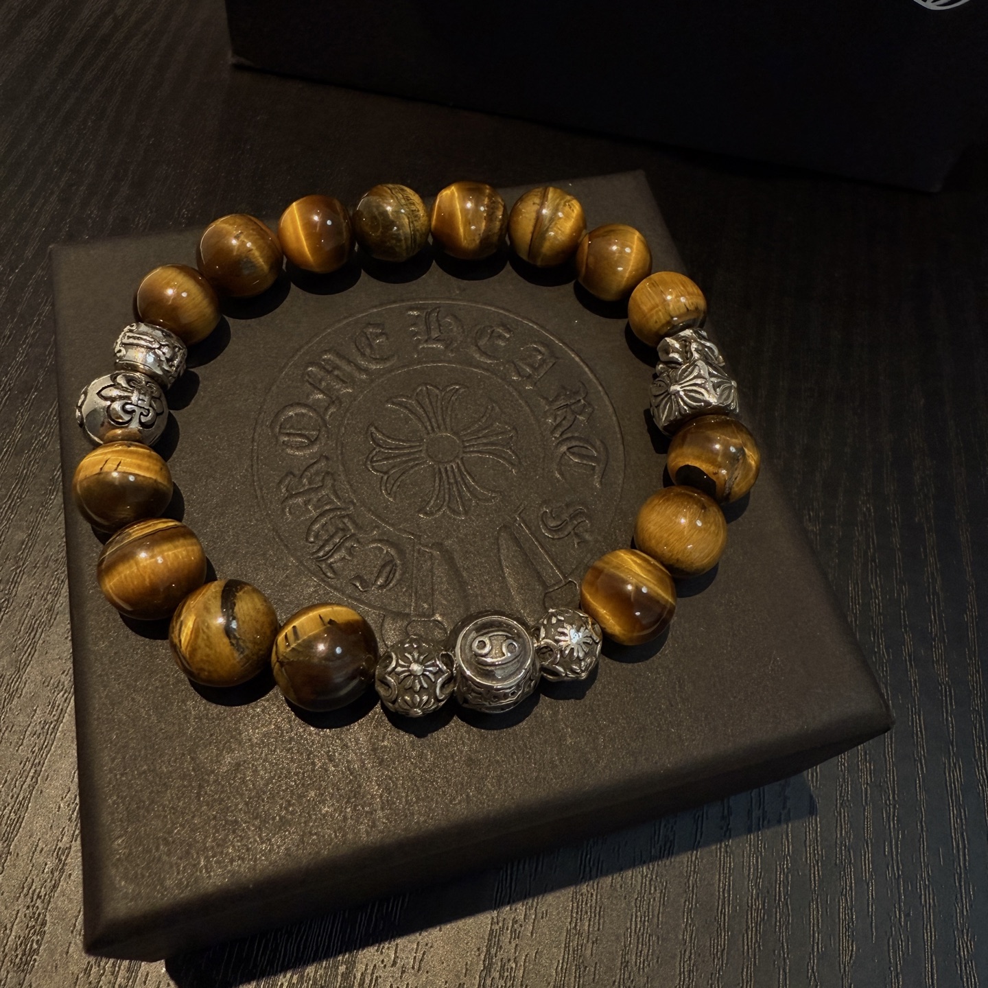 Chrome Hearts 925S Silver - Accented Tiger's Eye Bead Bracelet CH - SATEB419