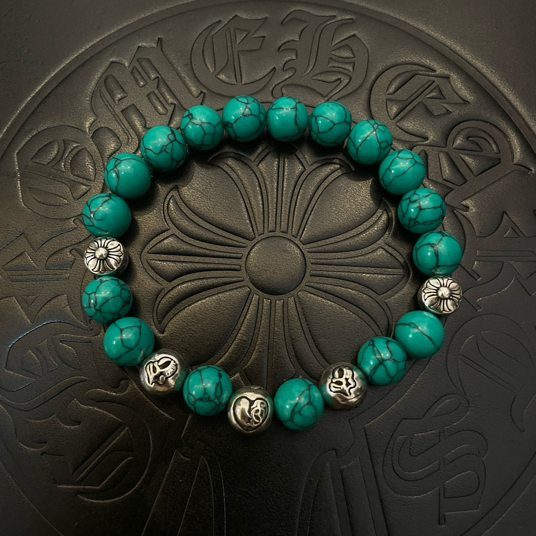 Chrome Hearts 925S Silver - Accented Turquoise Bead Bracelet CH - SATBB393