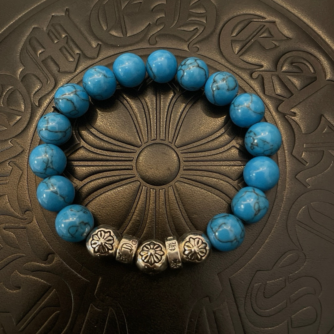 Chrome Hearts 925S Silver - Accented Turquoise Bead Bracelet CH - SATBB391
