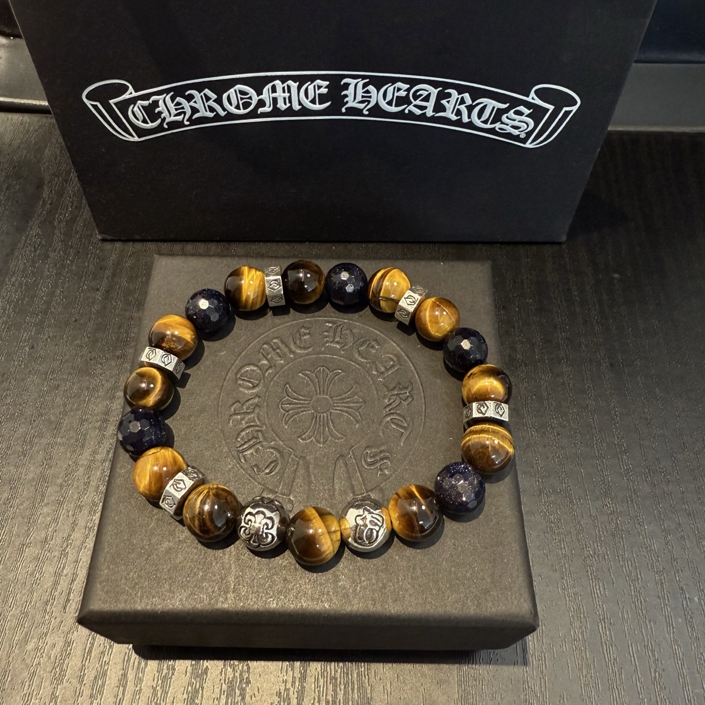 Chrome Hearts 925S Silver - Accented Multi - Gem Bead Bracelet CH - SAMGBB384